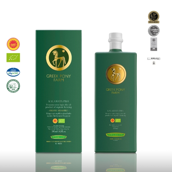 Premium P.D.O. Kalamata organic extra virgin olive oil GREEK PONY FARM