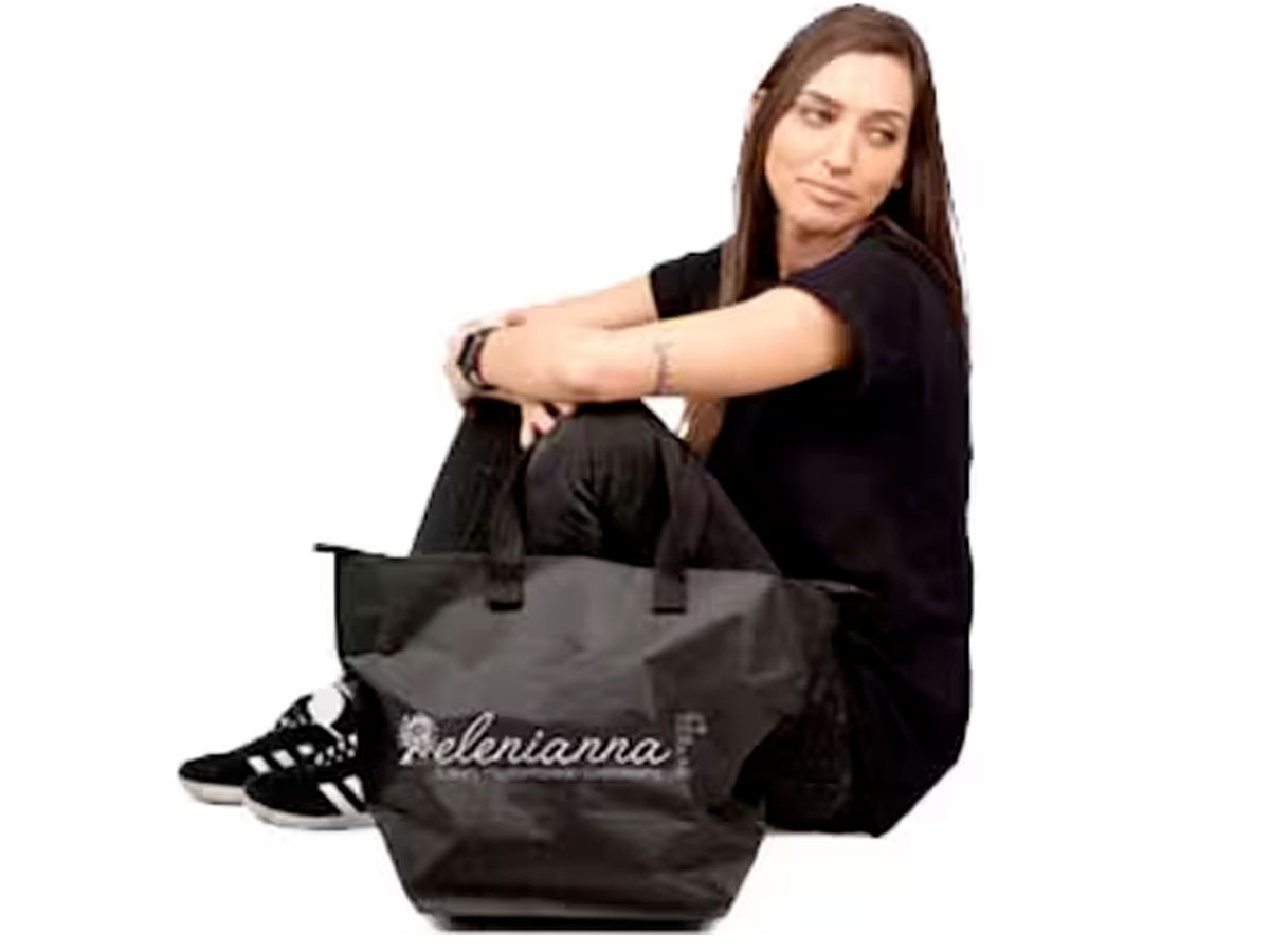 Herbruikbare papieren tas met rits en zachte katoenen hengsels